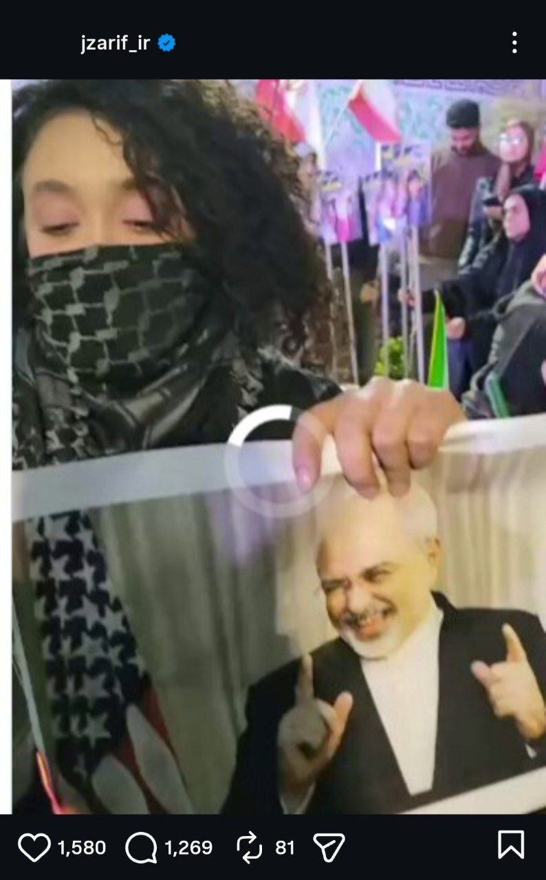 محمدجواد ظریف خطاب به دختری که عکسش را آتش زد: به شما افتخار میکنم